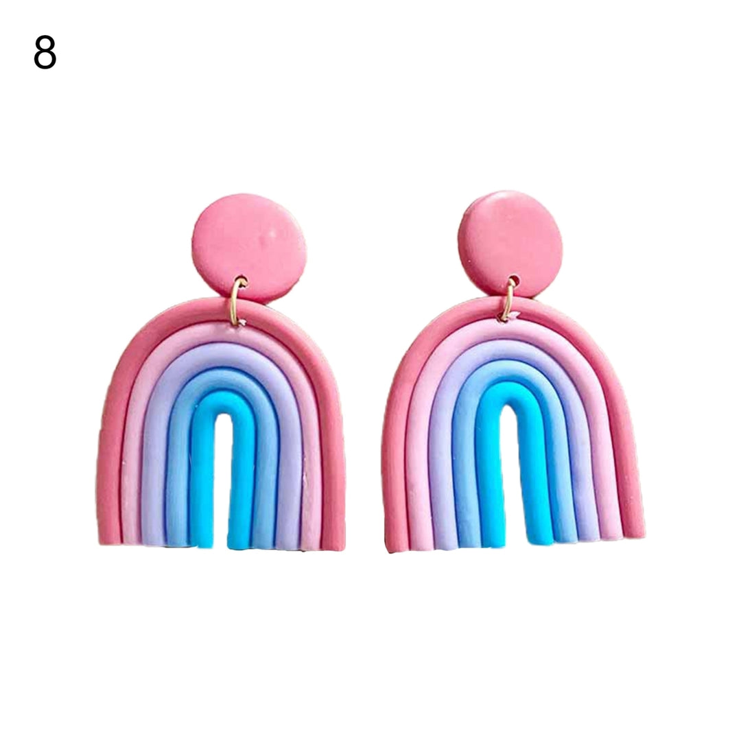 1 Pair Drop Earrings Geometric U Shape Colorful Polymer Clay All Match Bohemian Stud Earrings for Dating Image 10