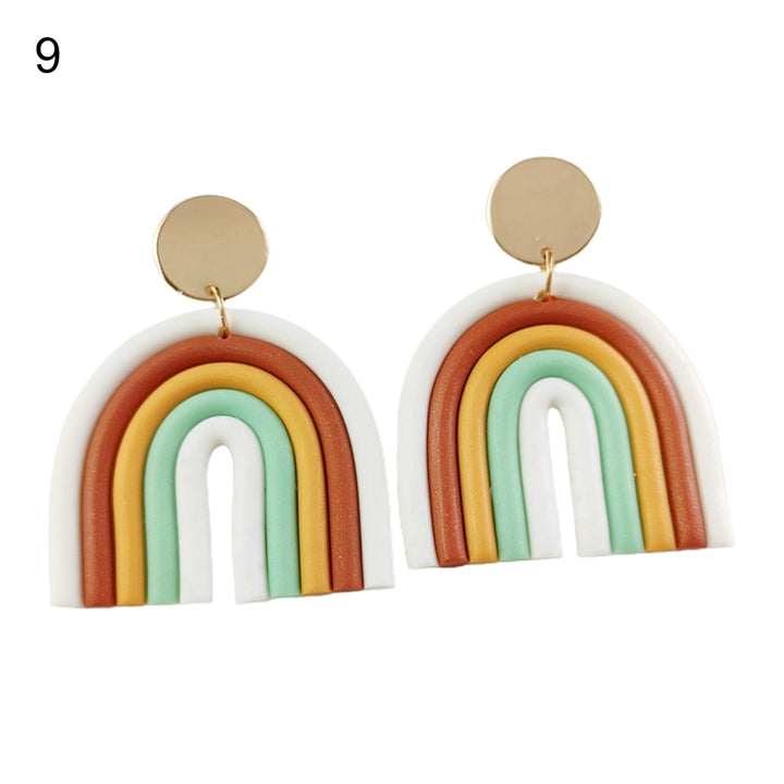 1 Pair Drop Earrings Geometric U Shape Colorful Polymer Clay All Match Bohemian Stud Earrings for Dating Image 11