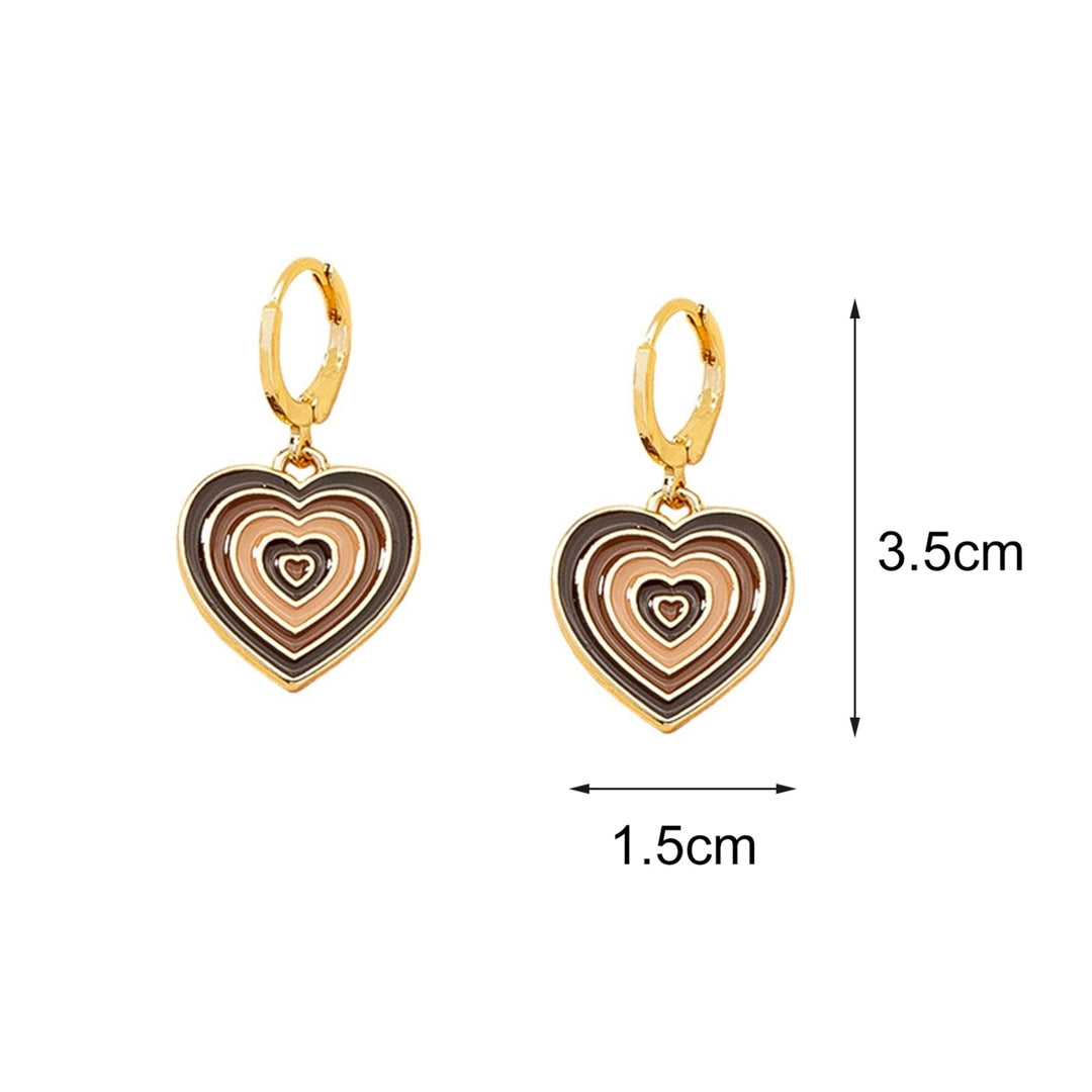 1 Pair Ear Studs Multi-layered Color Heart Shape Jewelry Exquisite All Match Dangle Stud Earrings for Dating Image 8