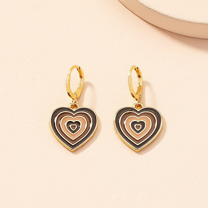 1 Pair Ear Studs Multi-layered Color Heart Shape Jewelry Exquisite All Match Dangle Stud Earrings for Dating Image 10