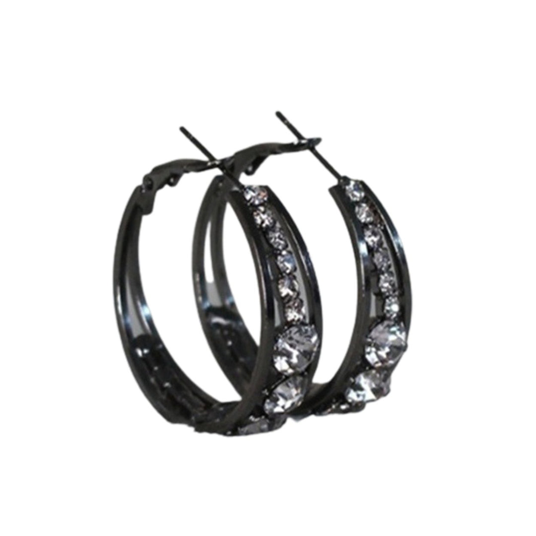 Lady Hoop Earrings Rhinestone Round Western Style Piercing Shiny Wedding Hoop Earrings for Gift Image 9