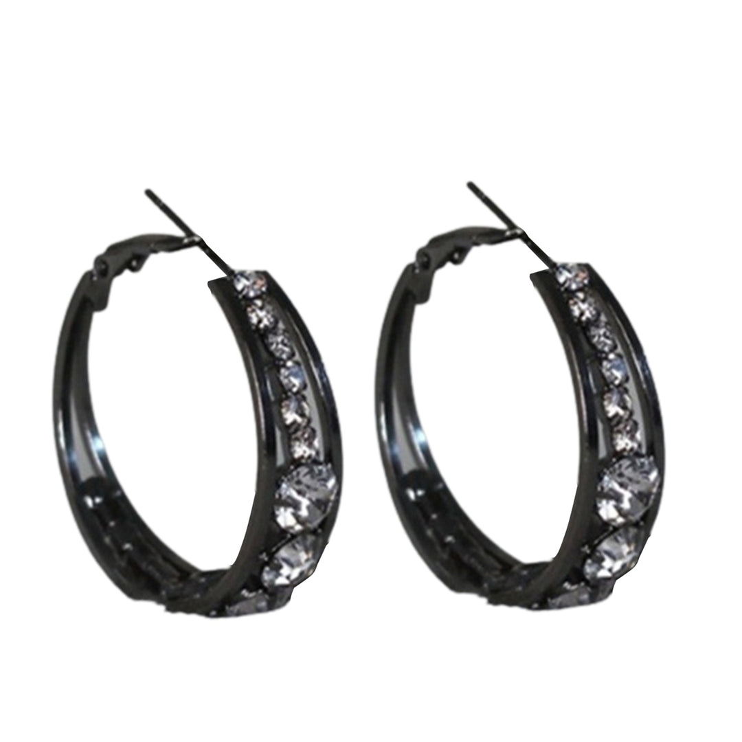 Lady Hoop Earrings Rhinestone Round Western Style Piercing Shiny Wedding Hoop Earrings for Gift Image 10