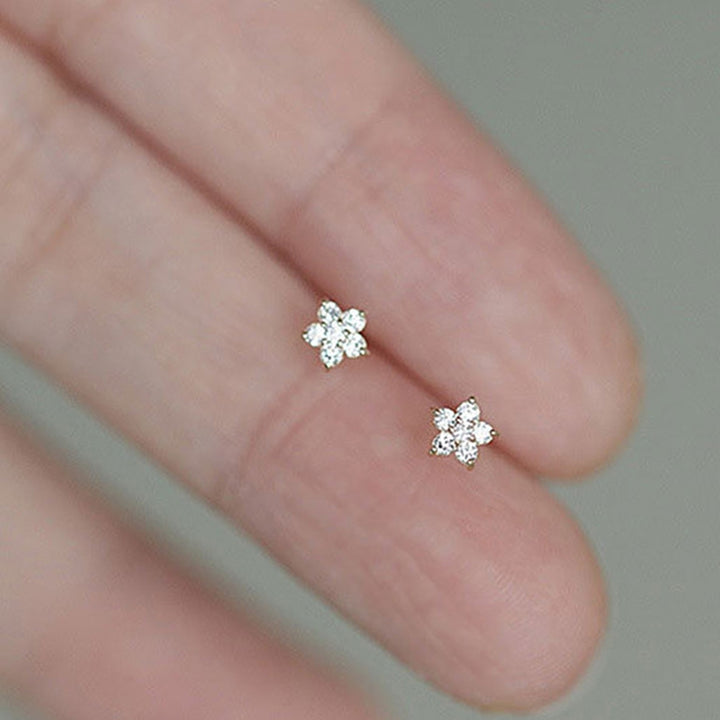 1 Pair Ear Studs Five-pointed Star Cubic Zirconia Women All Match Small Shiny Stud Earrings for Dating Image 1