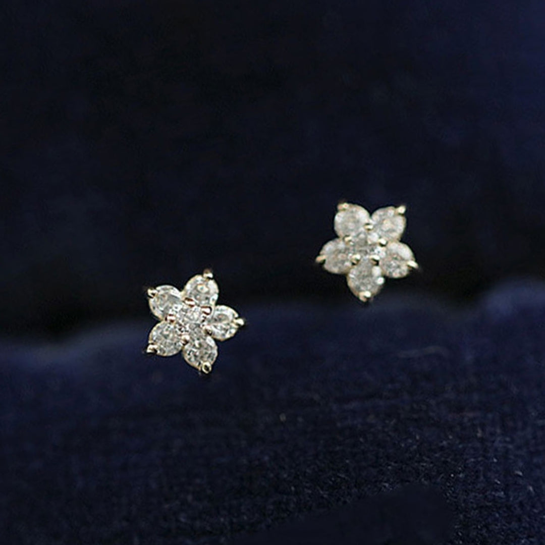 1 Pair Ear Studs Five-pointed Star Cubic Zirconia Women All Match Small Shiny Stud Earrings for Dating Image 4