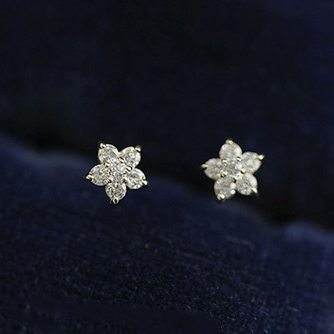 1 Pair Ear Studs Five-pointed Star Cubic Zirconia Women All Match Small Shiny Stud Earrings for Dating Image 6