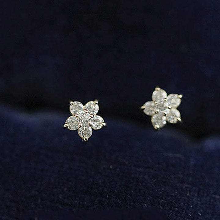 1 Pair Ear Studs Five-pointed Star Cubic Zirconia Women All Match Small Shiny Stud Earrings for Dating Image 7