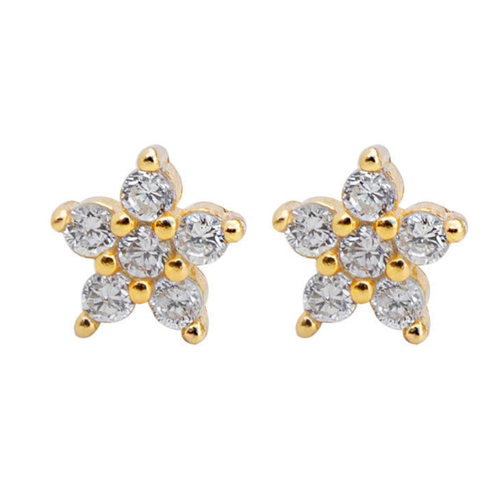 1 Pair Ear Studs Five-pointed Star Cubic Zirconia Women All Match Small Shiny Stud Earrings for Dating Image 8