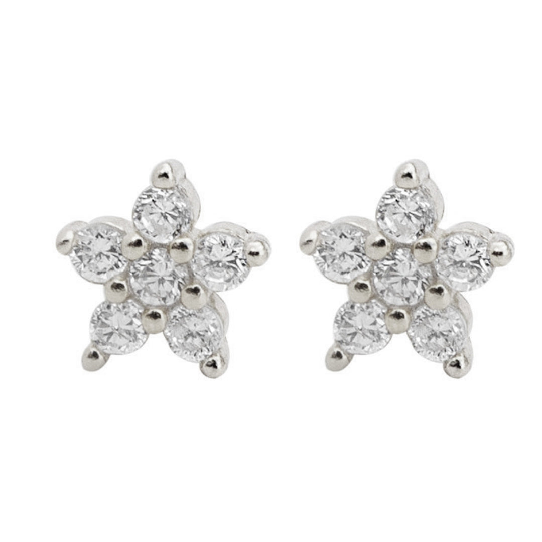 1 Pair Ear Studs Five-pointed Star Cubic Zirconia Women All Match Small Shiny Stud Earrings for Dating Image 9
