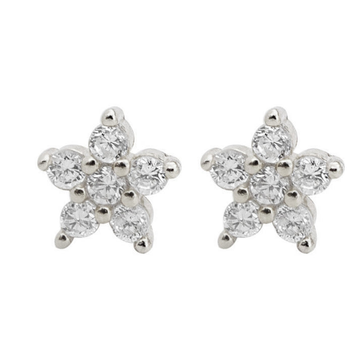 1 Pair Ear Studs Five-pointed Star Cubic Zirconia Women All Match Small Shiny Stud Earrings for Dating Image 9