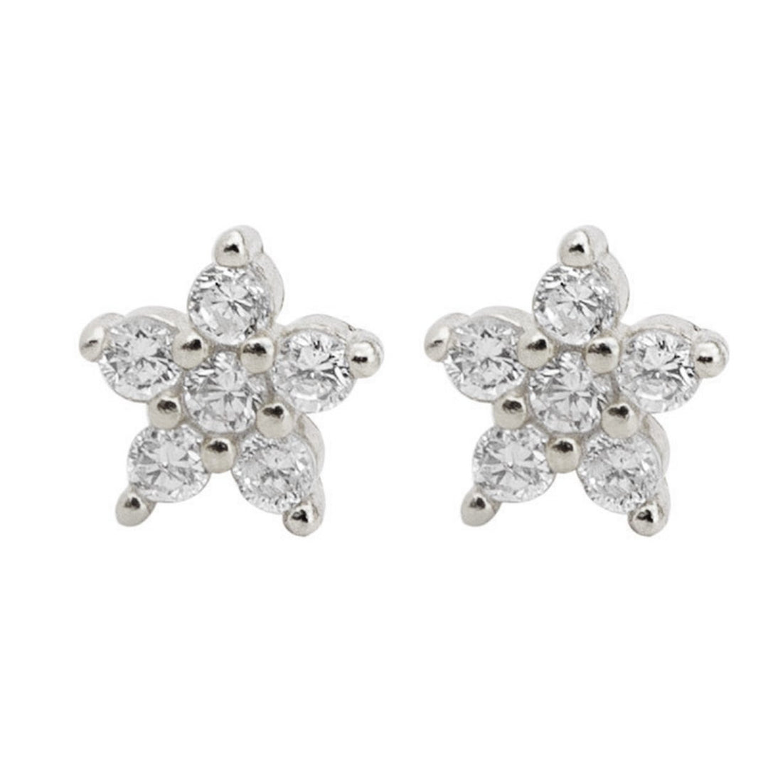 1 Pair Ear Studs Five-pointed Star Cubic Zirconia Women All Match Small Shiny Stud Earrings for Dating Image 1