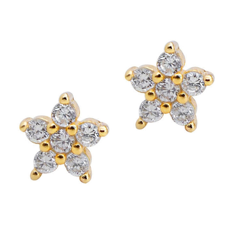 1 Pair Ear Studs Five-pointed Star Cubic Zirconia Women All Match Small Shiny Stud Earrings for Dating Image 10