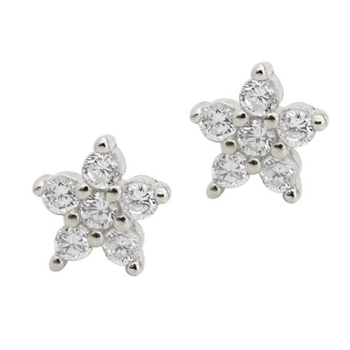 1 Pair Ear Studs Five-pointed Star Cubic Zirconia Women All Match Small Shiny Stud Earrings for Dating Image 11