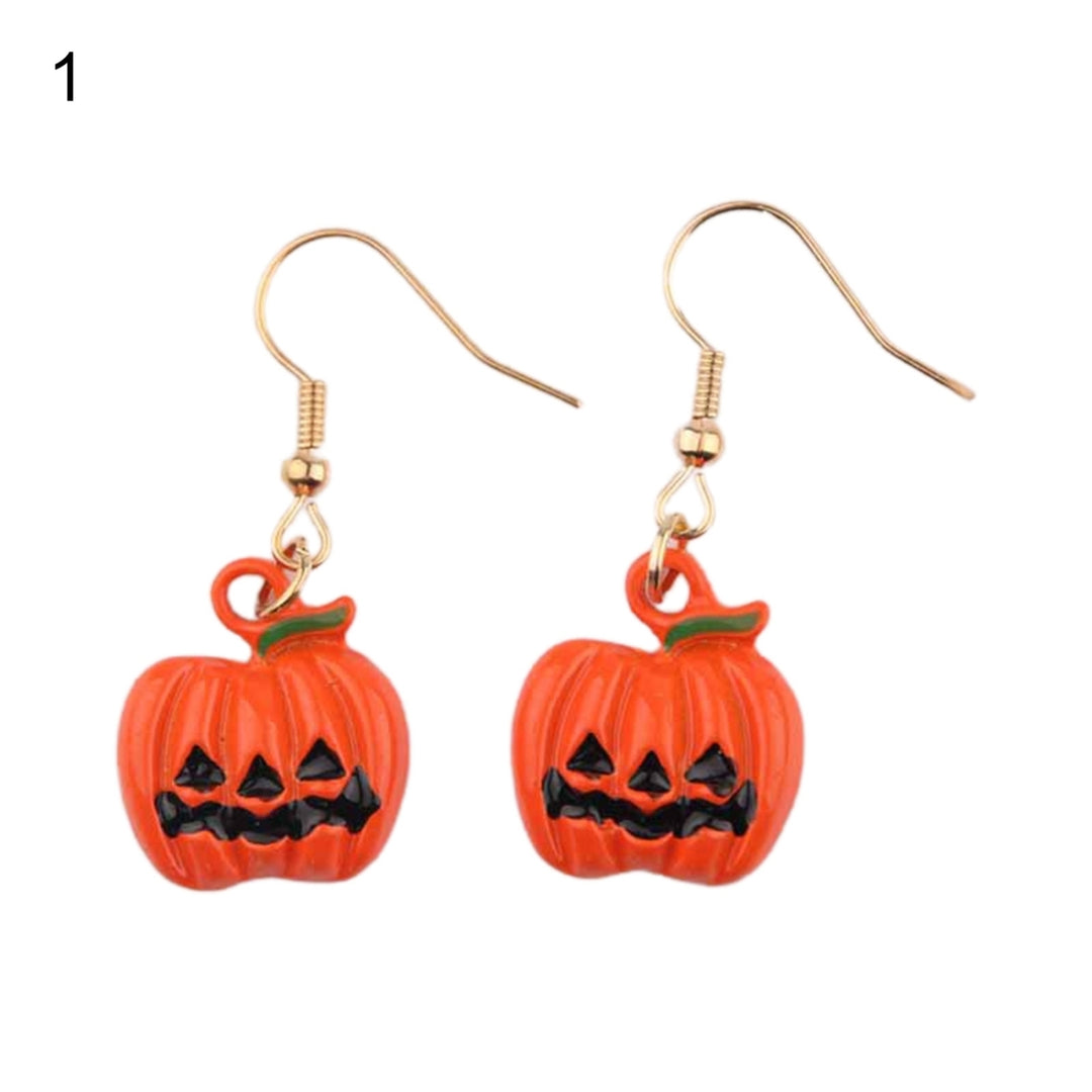 1 Pair Ghost Funny Halloween Earrings Alloy Pumpkin Hat Broom Drop Hook Earrings Party Jewelry Image 2