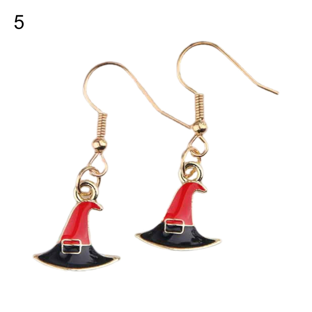 1 Pair Ghost Funny Halloween Earrings Alloy Pumpkin Hat Broom Drop Hook Earrings Party Jewelry Image 6