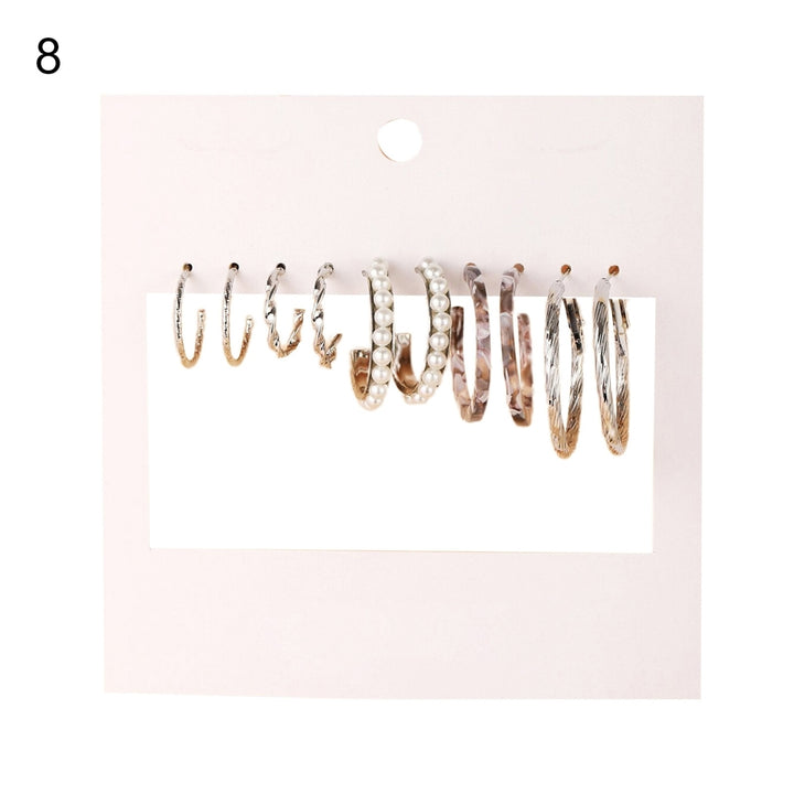 1 Set Hoop Earrings Round Shape Rhinestone Jewelry Geometry Faux Pearls Circle Earrings Women Accessories Image 8