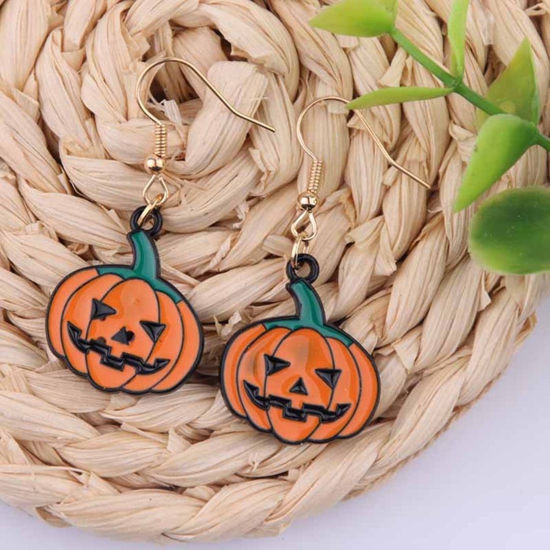1 Pair Ghost Funny Halloween Earrings Alloy Pumpkin Hat Broom Drop Hook Earrings Party Jewelry Image 12