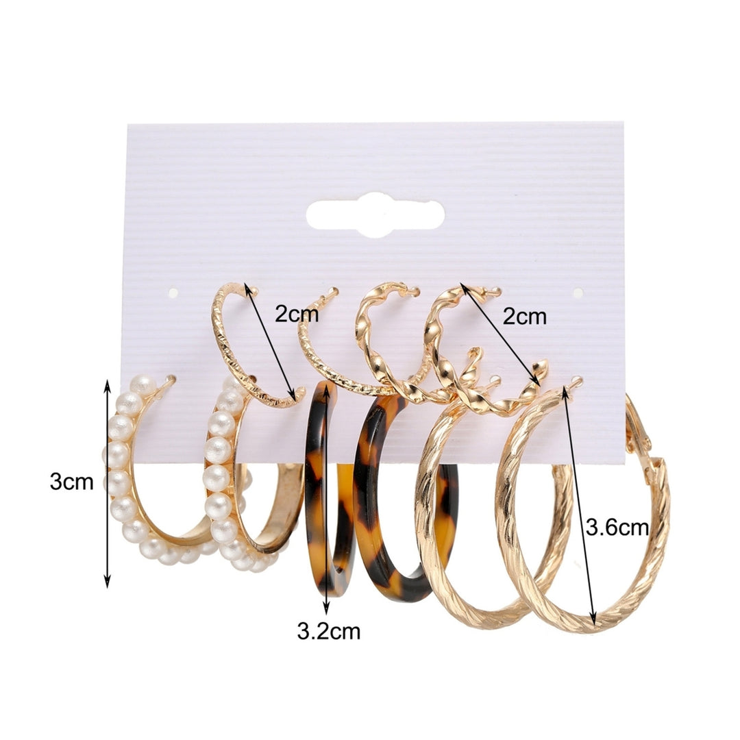 1 Set Hoop Earrings Round Shape Rhinestone Jewelry Geometry Faux Pearls Circle Earrings Women Accessories Image 12