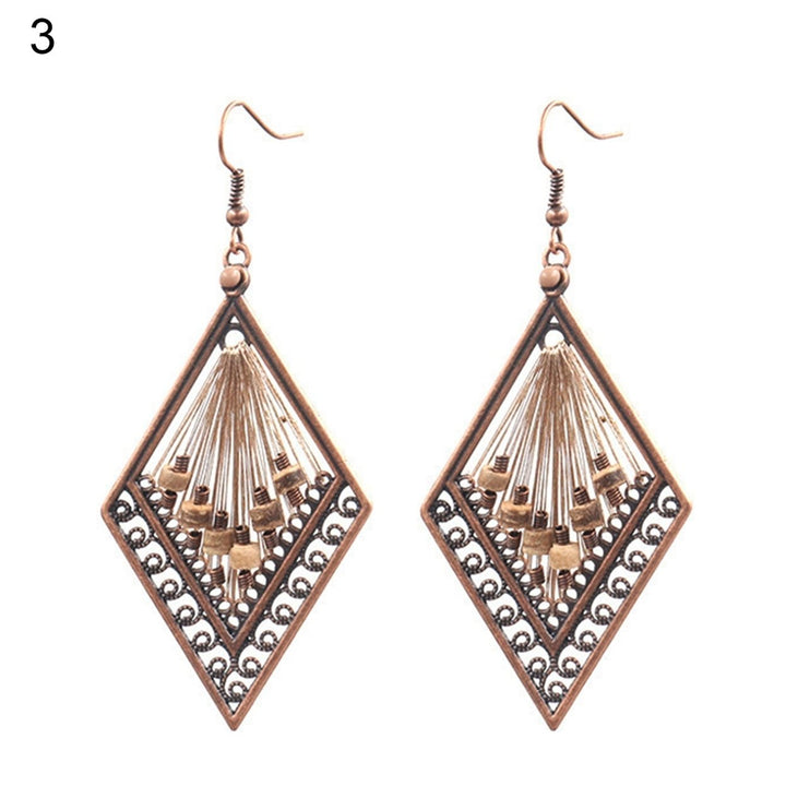 1 Pair Women Dangle Earrings Beaded Comfortable to Wear Bohemian Water Drop Shape Weave Hook Earrings for Going Out Image 1