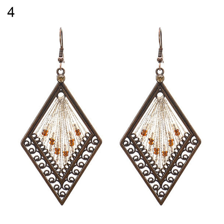 1 Pair Women Dangle Earrings Beaded Comfortable to Wear Bohemian Water Drop Shape Weave Hook Earrings for Going Out Image 1