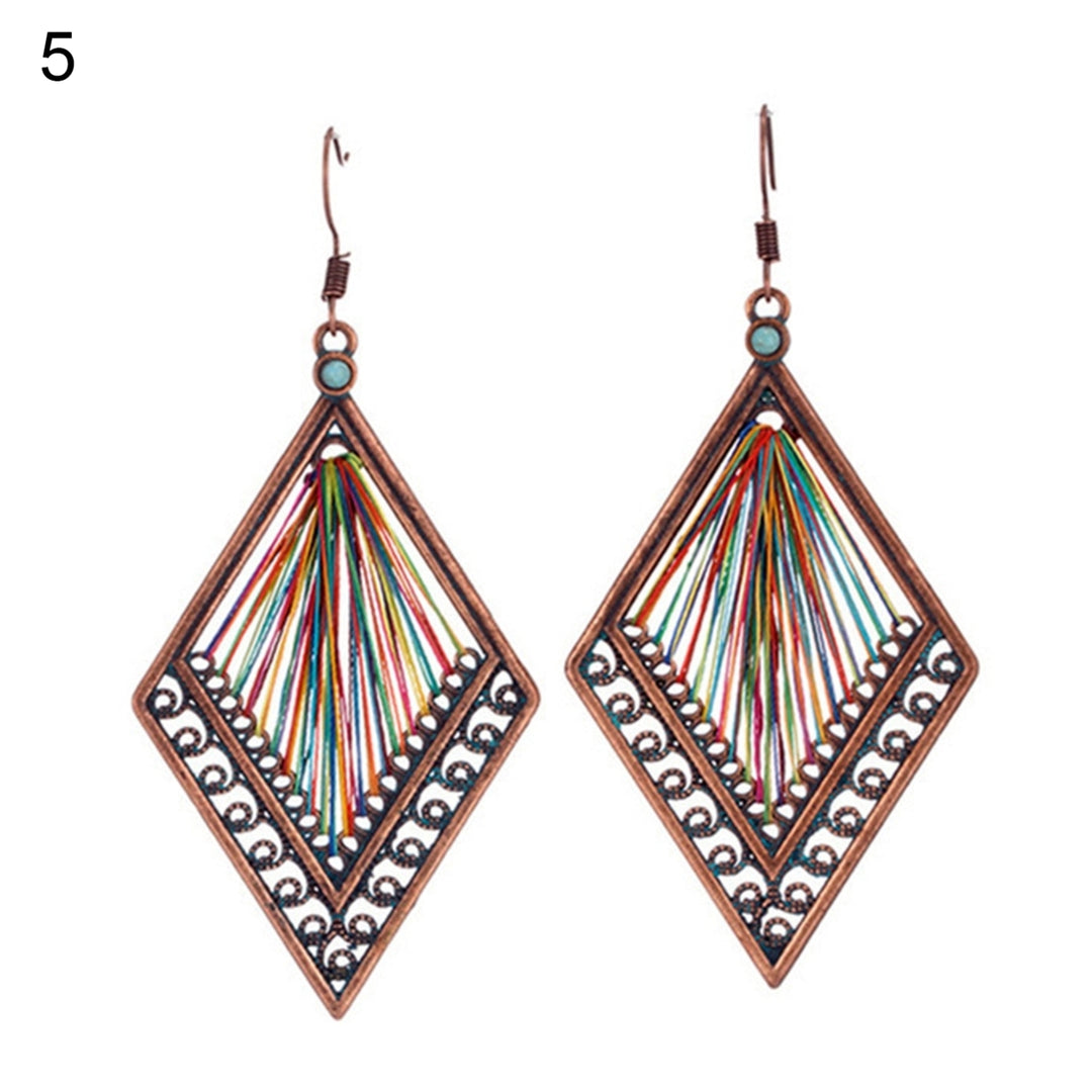 1 Pair Women Dangle Earrings Beaded Comfortable to Wear Bohemian Water Drop Shape Weave Hook Earrings for Going Out Image 6