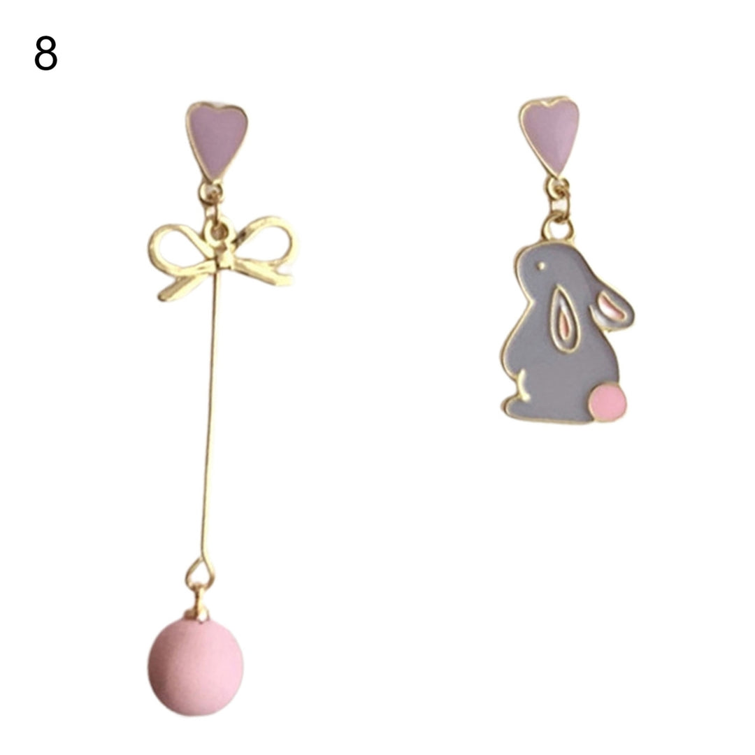 1 Pair Women Earrings Fan Crane Asymmetry Jewelry Animal Pendant Faux Pearl Painted Hook Earrings for Dating Image 9