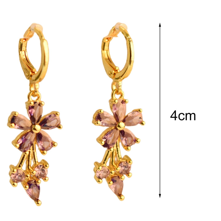1 Pair Earrings Jewelry Exquisite Charming Copper Flower Cubic Zirconia Water Drop Hoop Earrings for Daily Life Image 10