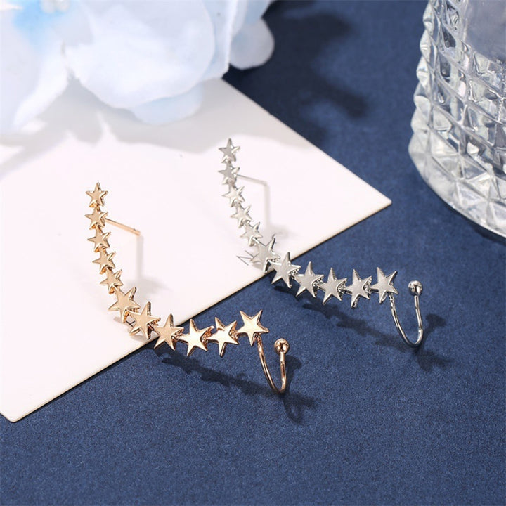 1Pc Clip Earring Five-pointed Stars Anti-allergic Women Lightweight All Match Ear Cuff Jewelry Accessories Image 1