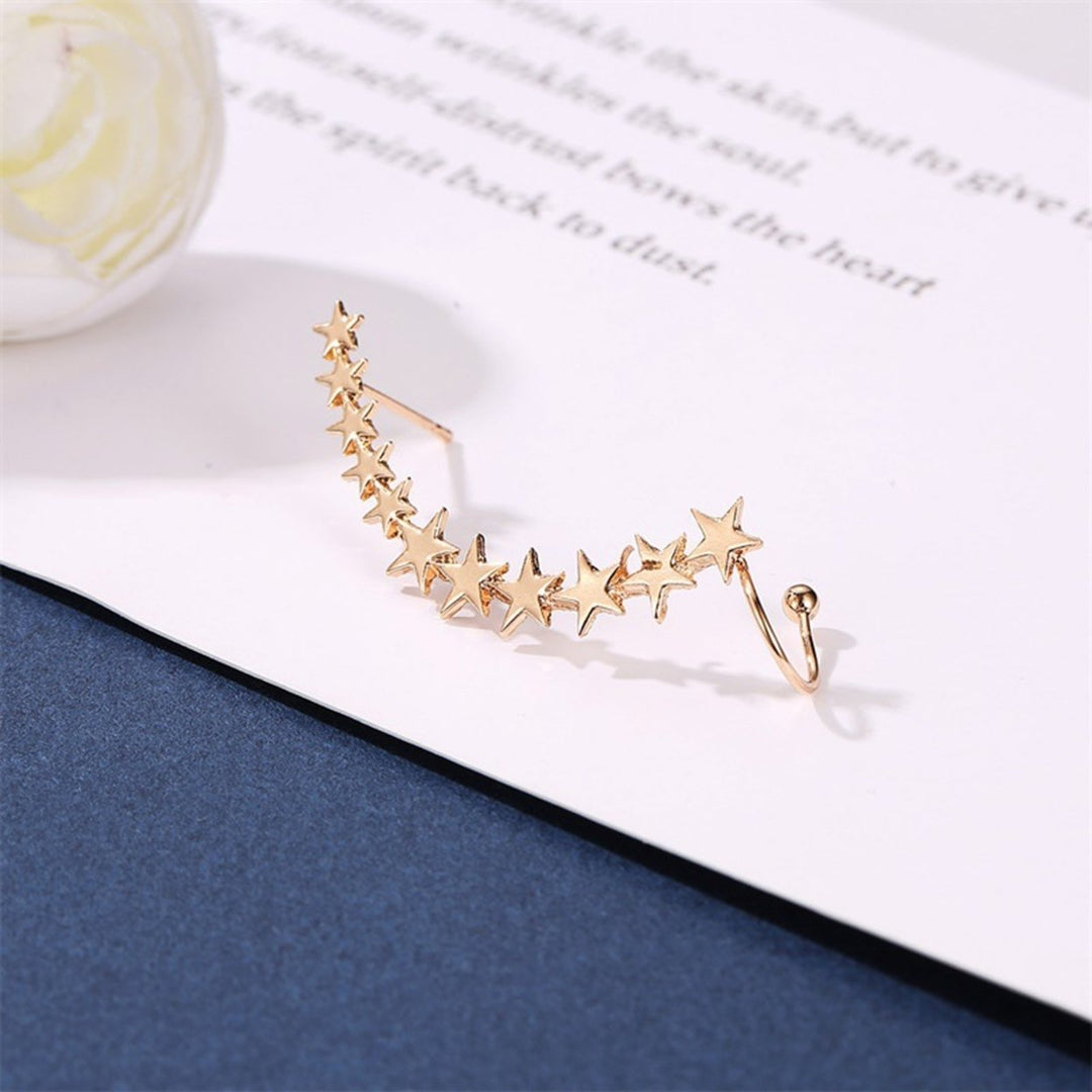 1Pc Clip Earring Five-pointed Stars Anti-allergic Women Lightweight All Match Ear Cuff Jewelry Accessories Image 3