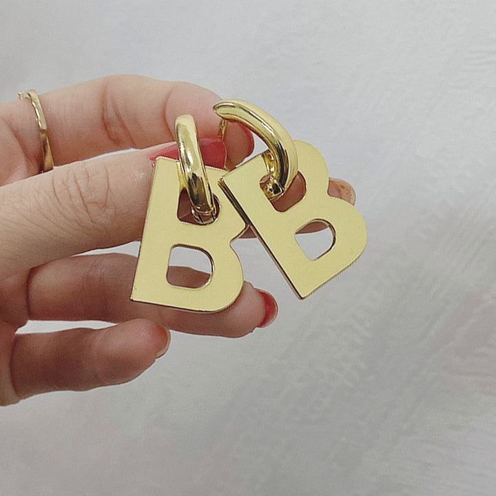 1 Pair Dangle Earrings Metal B Letter Decoration Jewelry Exaggerated All Match Pendant Earrings for Dating Image 1