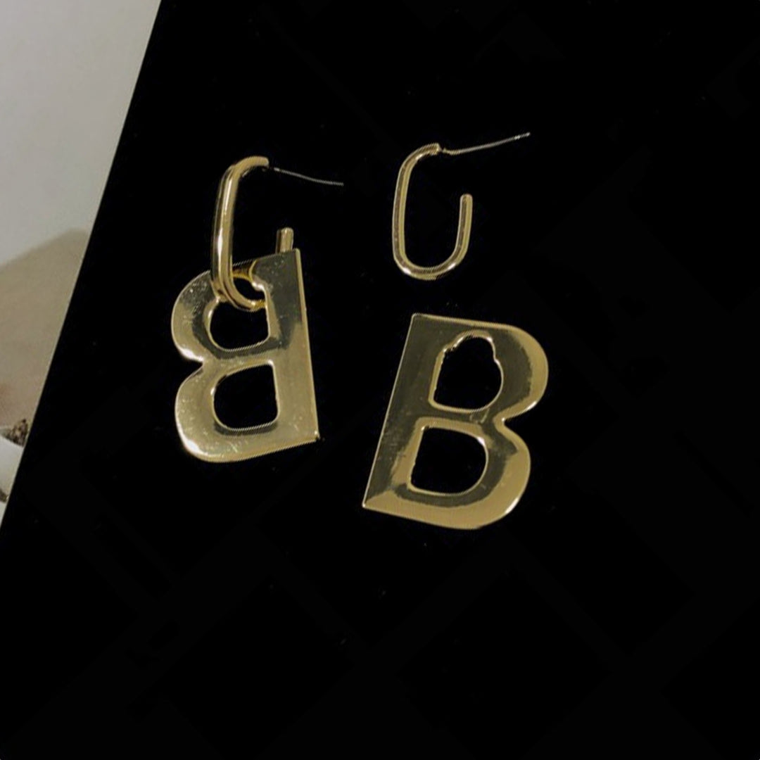 1 Pair Dangle Earrings Metal B Letter Decoration Jewelry Exaggerated All Match Pendant Earrings for Dating Image 2
