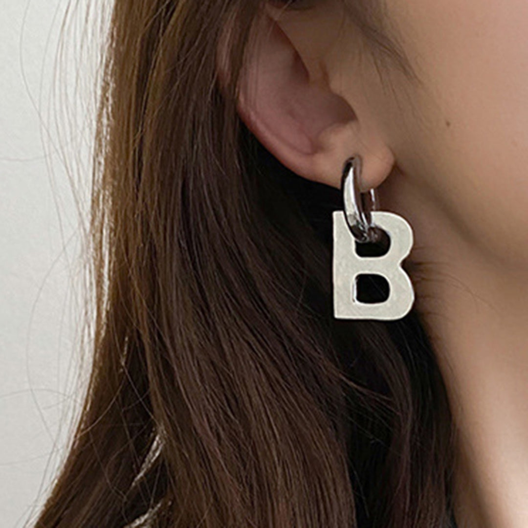 1 Pair Dangle Earrings Metal B Letter Decoration Jewelry Exaggerated All Match Pendant Earrings for Dating Image 4