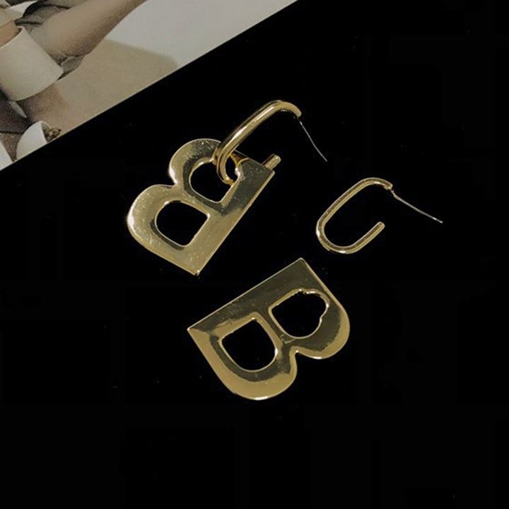 1 Pair Dangle Earrings Metal B Letter Decoration Jewelry Exaggerated All Match Pendant Earrings for Dating Image 8