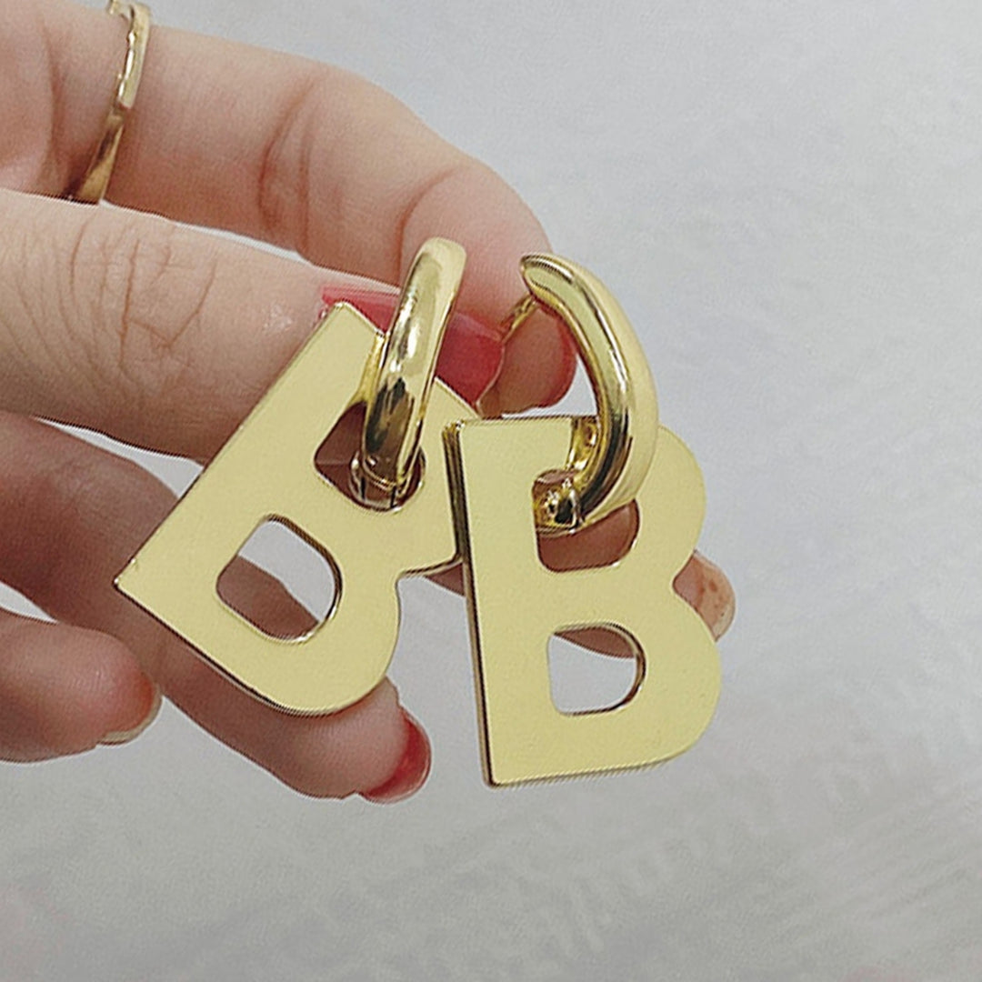 1 Pair Dangle Earrings Metal B Letter Decoration Jewelry Exaggerated All Match Pendant Earrings for Dating Image 9