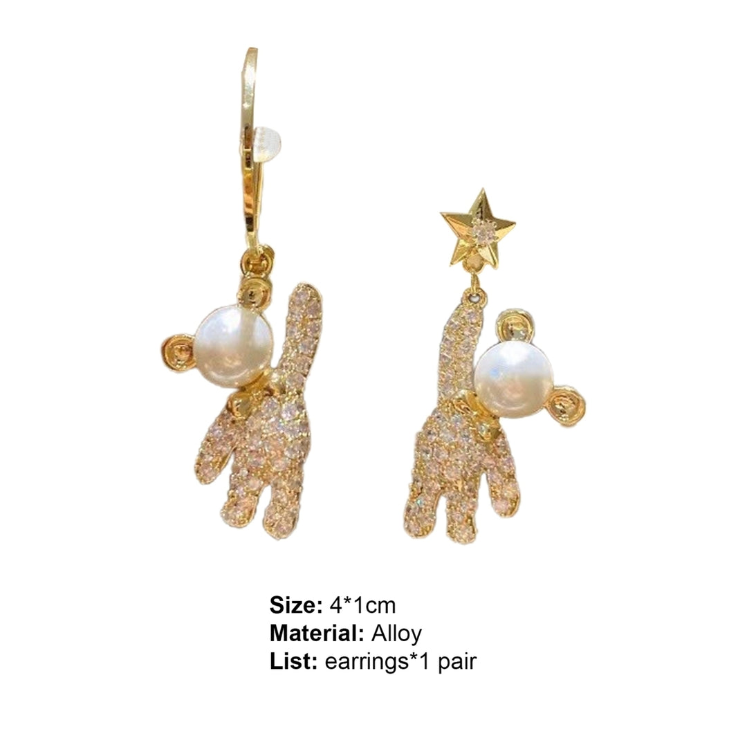 1 Pair Drop Earrings Trendy Bear Shape Alloy Women Chic Shiny Dangle Earrings for Party Image 12