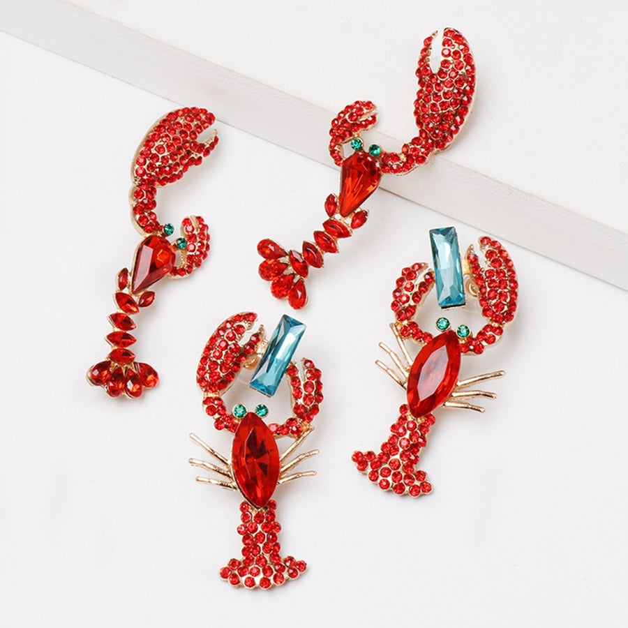 Dangle Earrings Creative Vivid Rhinestone Funny Lobster Sexy Eardrop for Gift Image 1