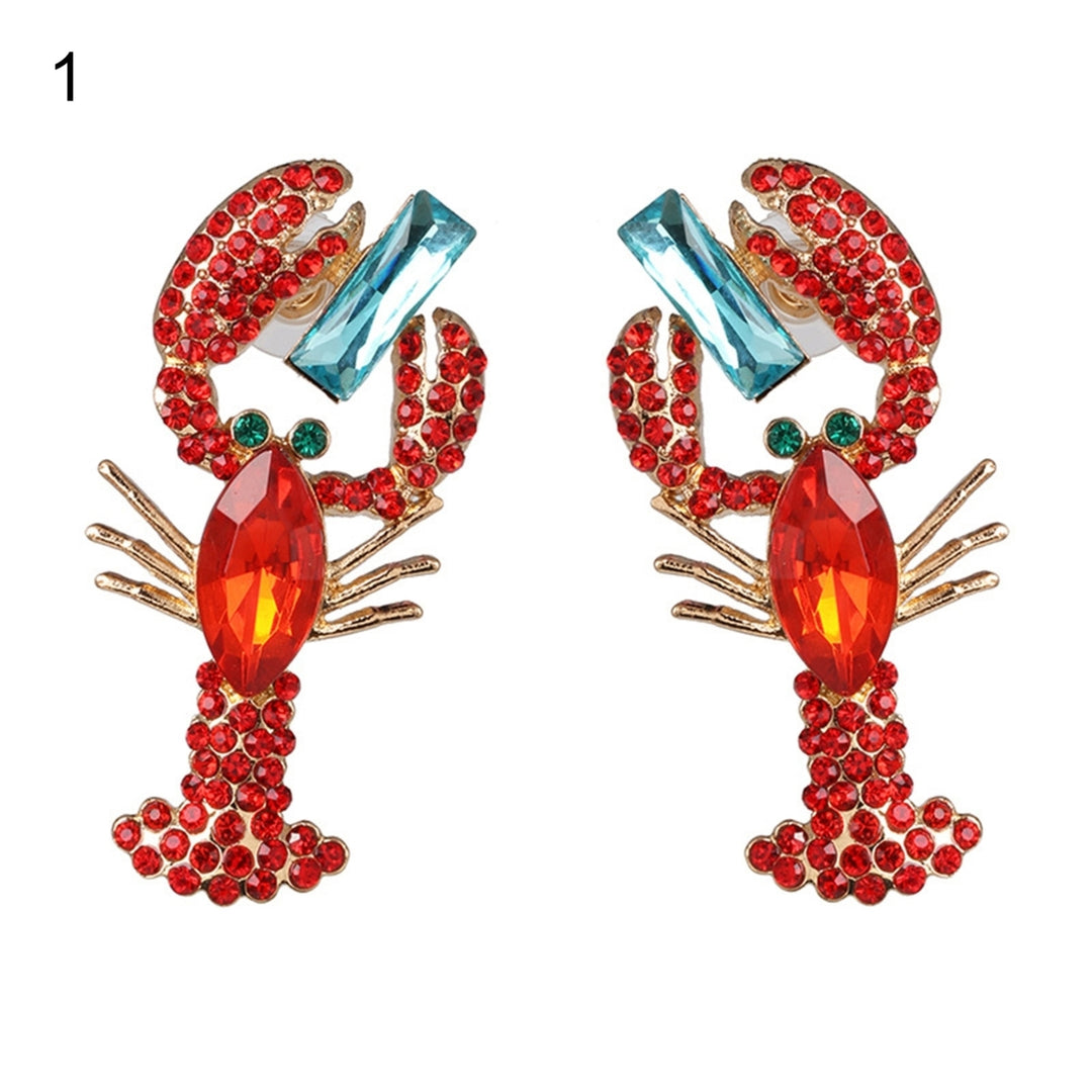 Dangle Earrings Creative Vivid Rhinestone Funny Lobster Sexy Eardrop for Gift Image 2