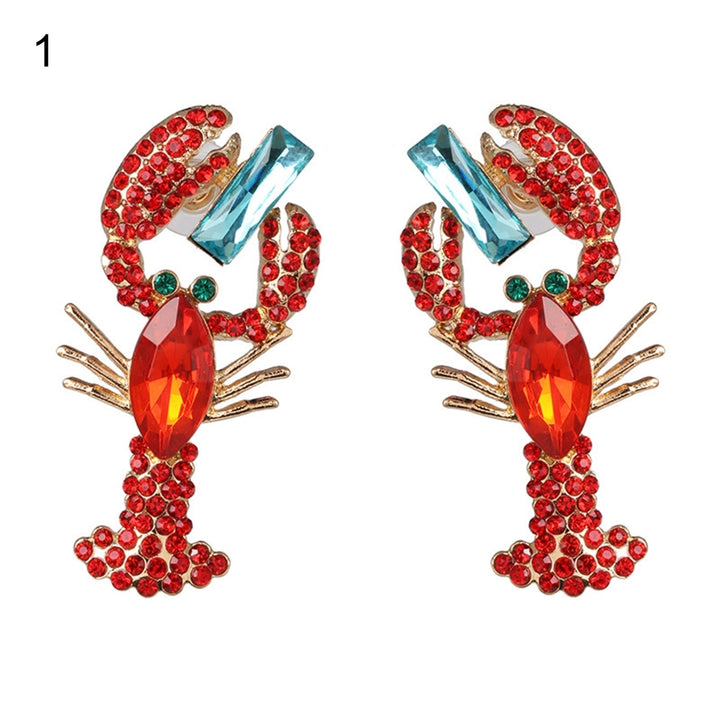 Dangle Earrings Creative Vivid Rhinestone Funny Lobster Sexy Eardrop for Gift Image 2