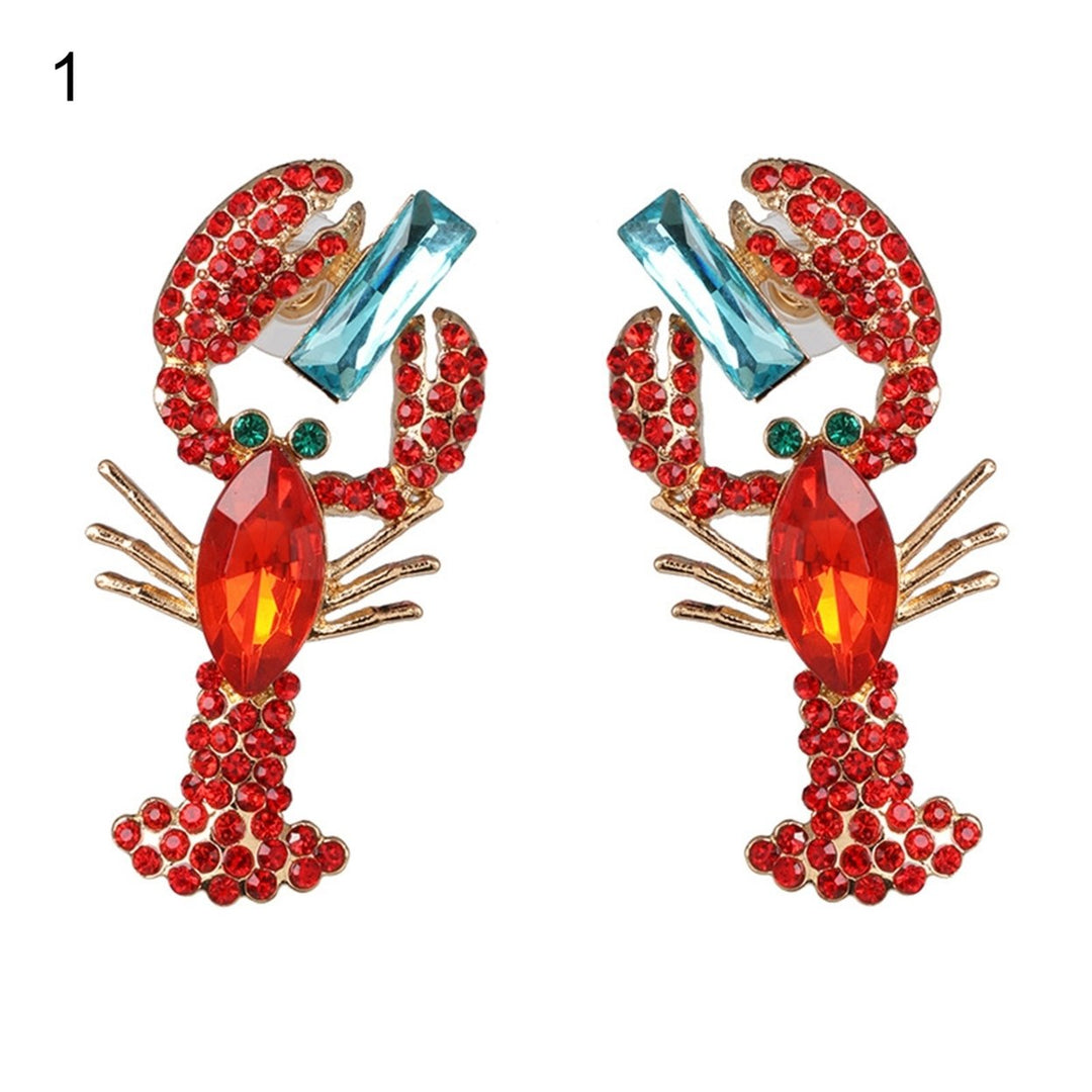 Dangle Earrings Creative Vivid Rhinestone Funny Lobster Sexy Eardrop for Gift Image 1