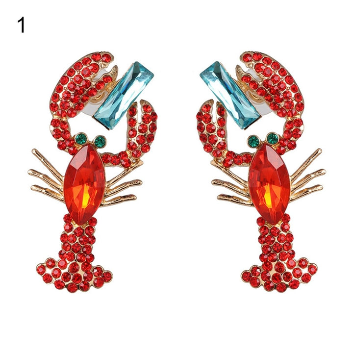 Dangle Earrings Creative Vivid Rhinestone Funny Lobster Sexy Eardrop for Gift Image 1