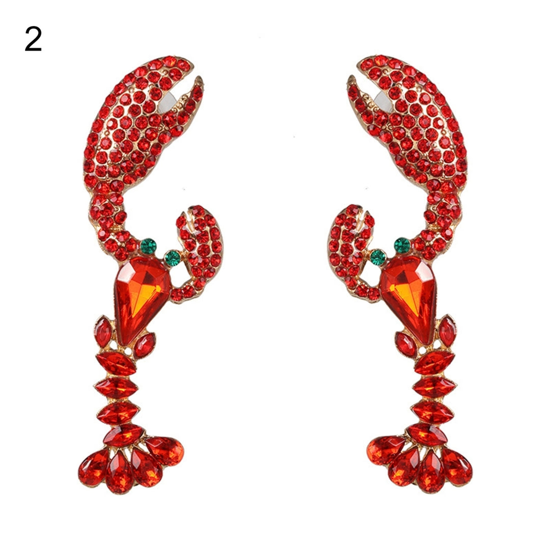 Dangle Earrings Creative Vivid Rhinestone Funny Lobster Sexy Eardrop for Gift Image 3