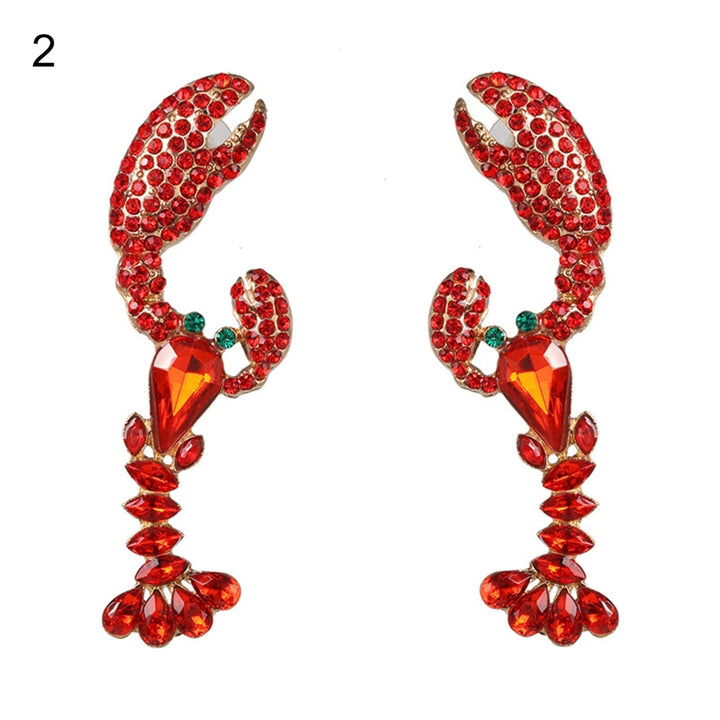 Dangle Earrings Creative Vivid Rhinestone Funny Lobster Sexy Eardrop for Gift Image 3