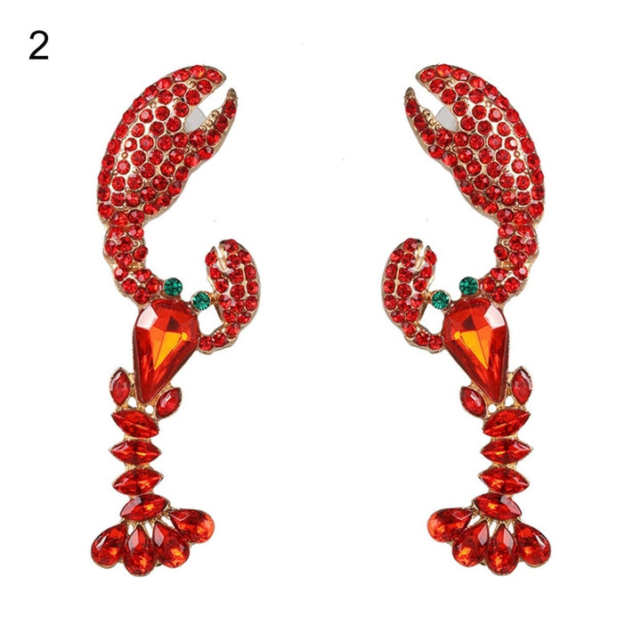 Dangle Earrings Creative Vivid Rhinestone Funny Lobster Sexy Eardrop for Gift Image 1