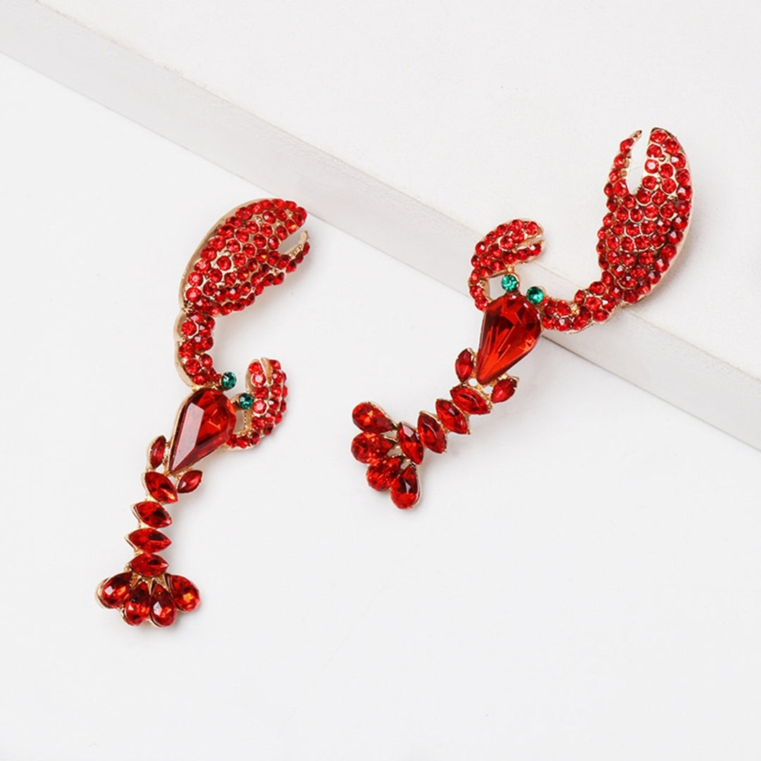 Dangle Earrings Creative Vivid Rhinestone Funny Lobster Sexy Eardrop for Gift Image 4