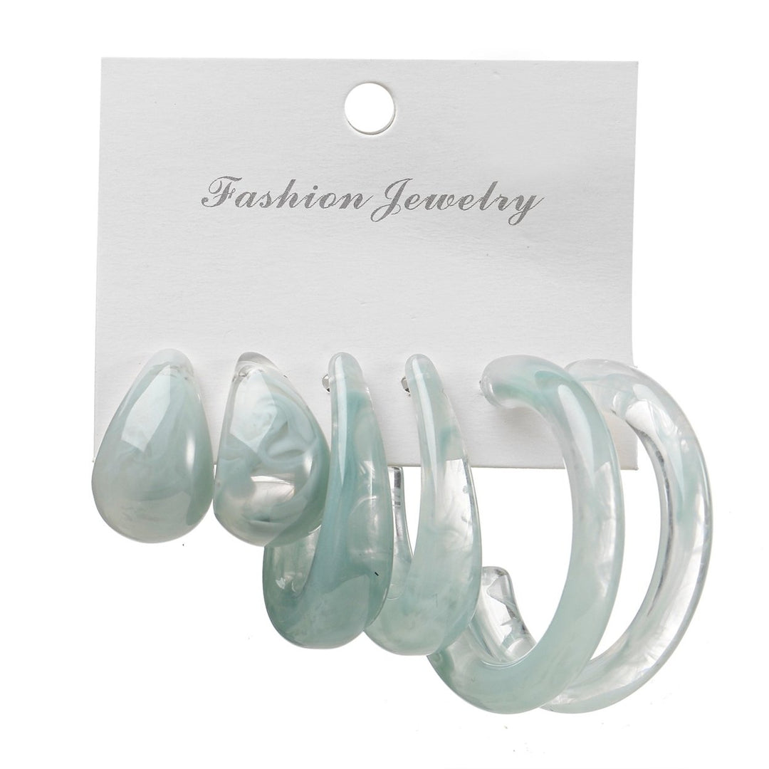 3 Pairs C-Shaped Transparent Women Earrings Acrylic Piercing Round Stud Earrings Jewelry Accessory Image 2