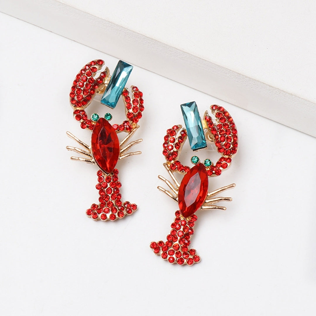 Dangle Earrings Creative Vivid Rhinestone Funny Lobster Sexy Eardrop for Gift Image 4