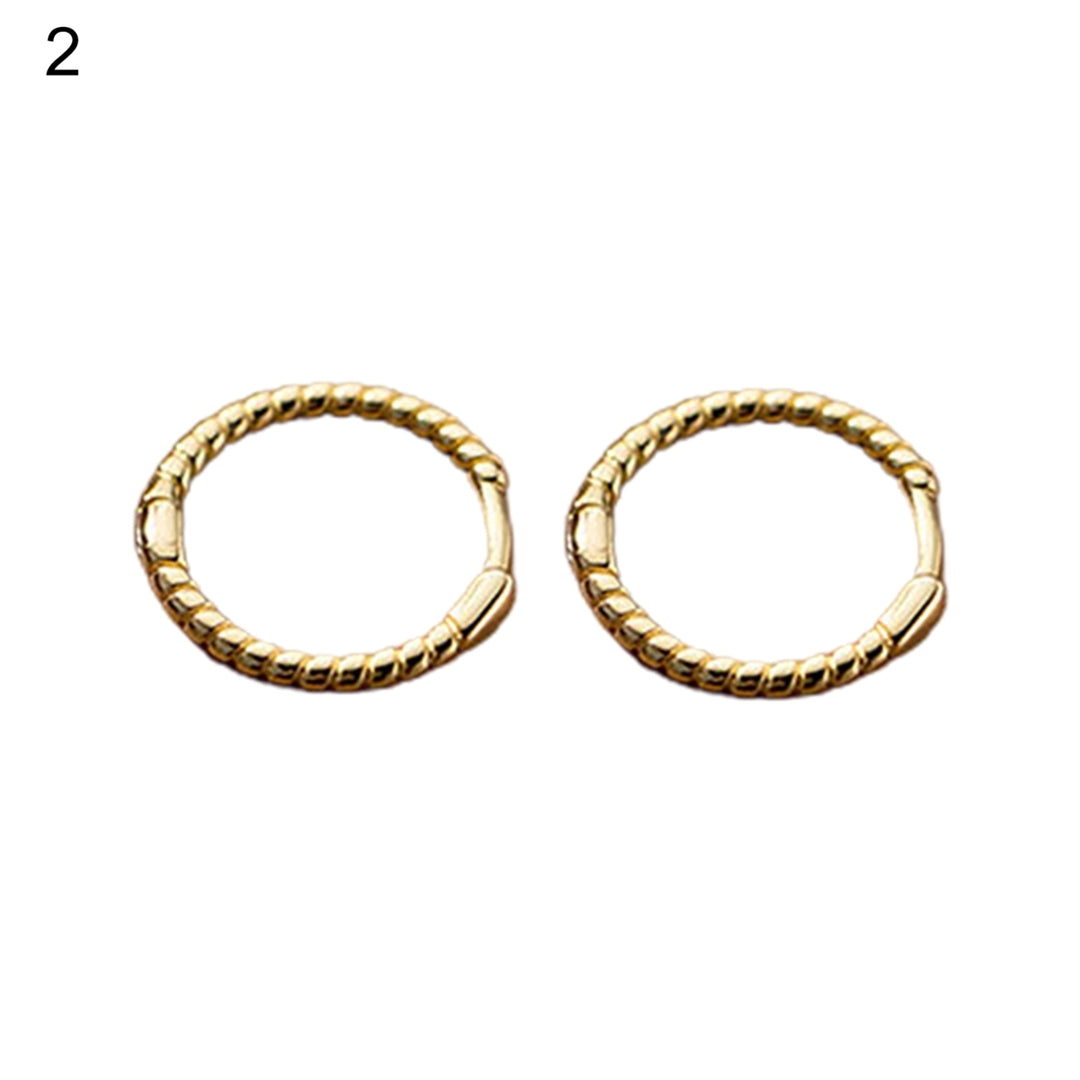 1 Pair Copper Hoop Earring Geometric Cubic Zirconia Circle Braid Hoop Stud Earring for Daily Life Image 3