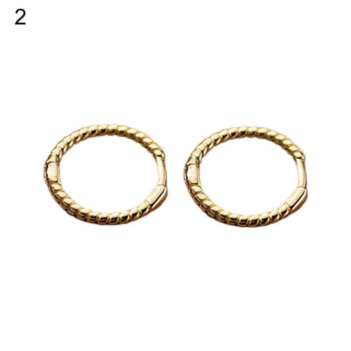 1 Pair Copper Hoop Earring Geometric Cubic Zirconia Circle Braid Hoop Stud Earring for Daily Life Image 1