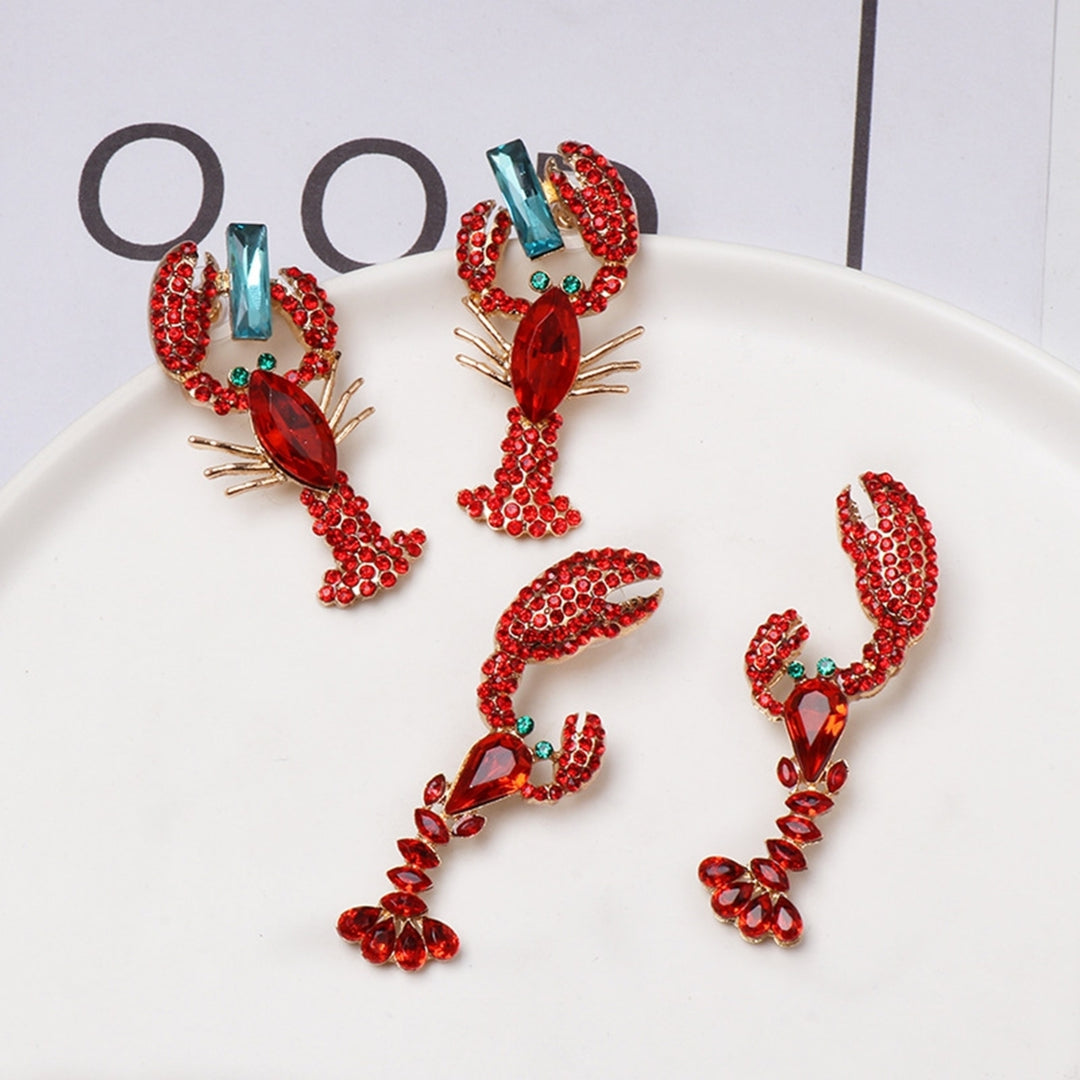 Dangle Earrings Creative Vivid Rhinestone Funny Lobster Sexy Eardrop for Gift Image 8