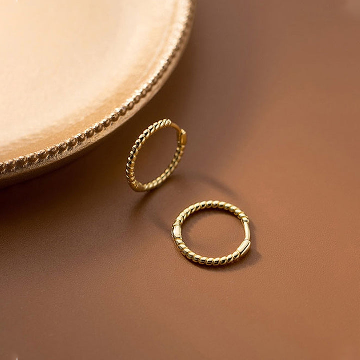 1 Pair Copper Hoop Earring Geometric Cubic Zirconia Circle Braid Hoop Stud Earring for Daily Life Image 8