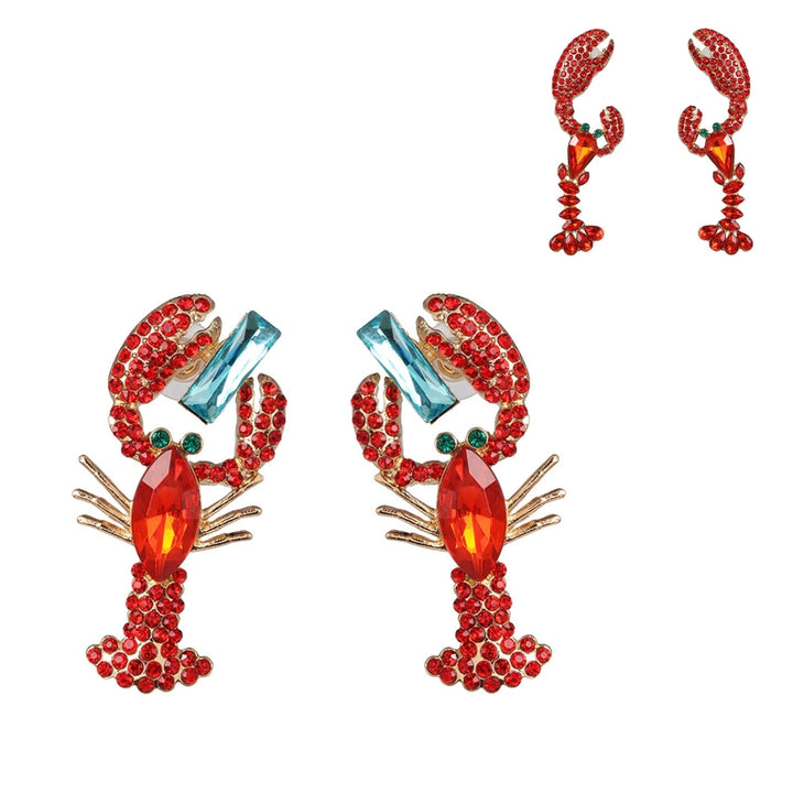 Dangle Earrings Creative Vivid Rhinestone Funny Lobster Sexy Eardrop for Gift Image 10